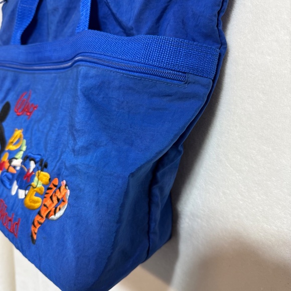 Vintage 2000s Disney Embroidered Cartoon Bag Blue Rare Donald, Mickey, Pooh - Picture 5 of 11